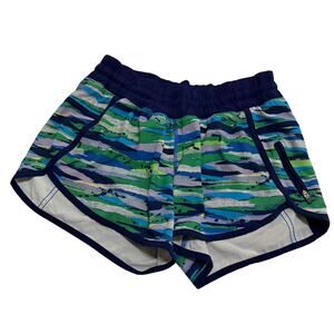 Lululemon Tracker Shorts 7 Wonders Blue pattern print running shorts sz 6